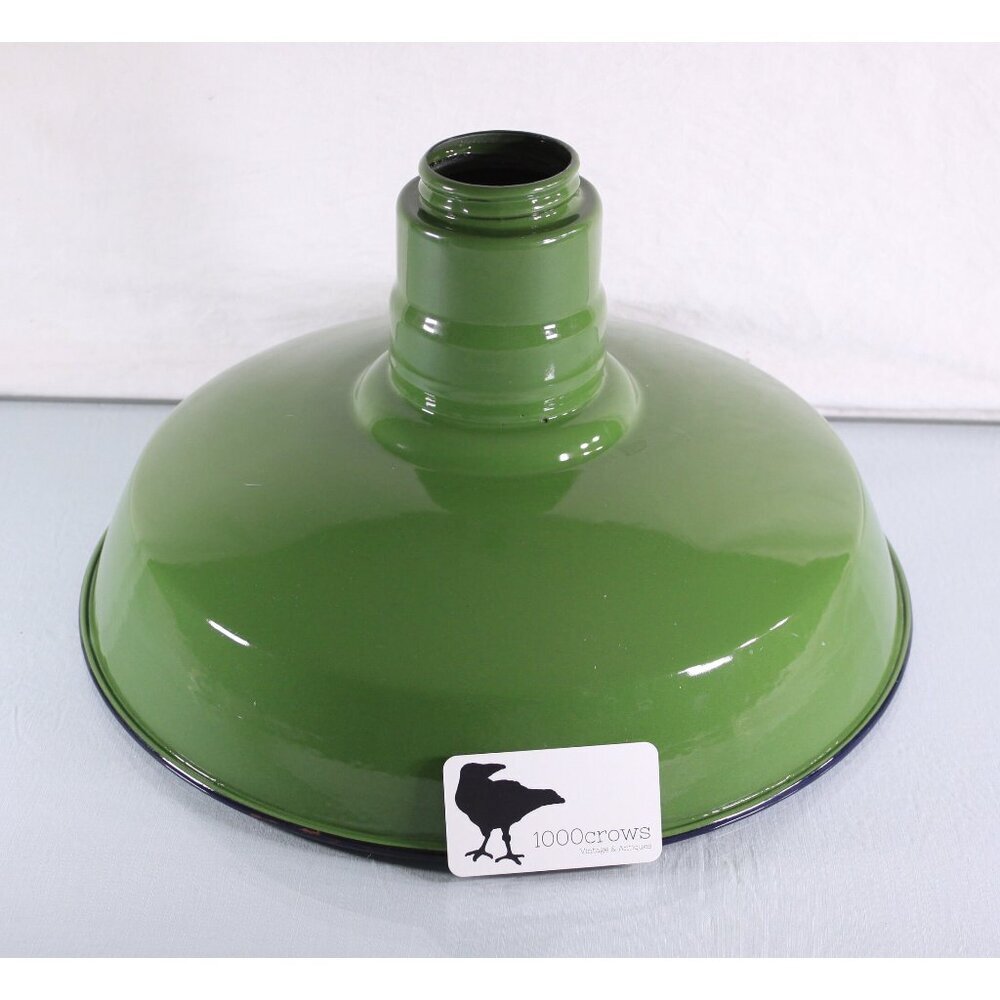 Vintage 16" Industrial Salvage Barn Light Shade in worn green enamel, Large